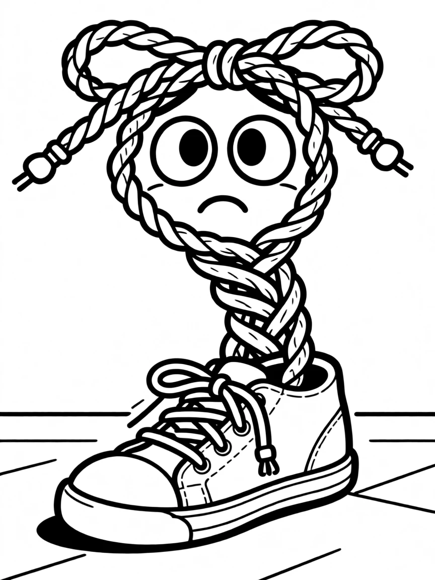A worried shoelace untied.