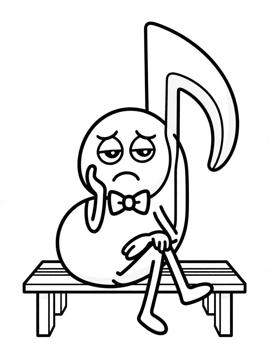 A bored music note resting.