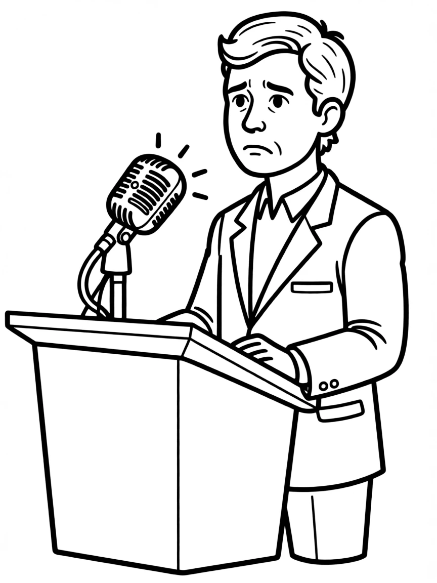 A worried speaker crackling.
