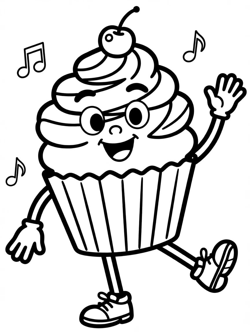 A happy dancing cupcake.