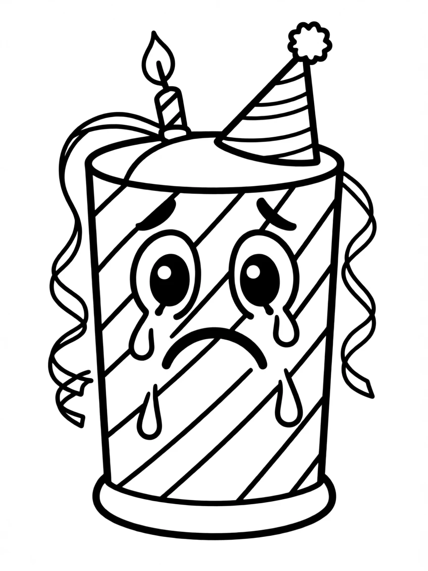 A crying party popper with no confetti.