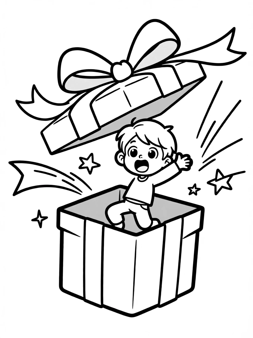 A surprised present jumping open.