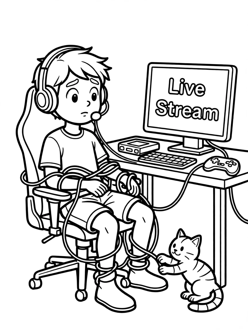 A confused streamer tangled.