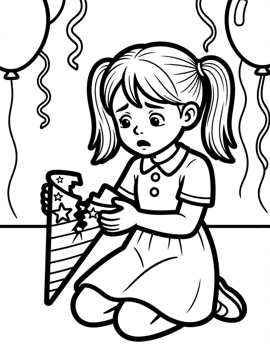 A worried party favor broken.