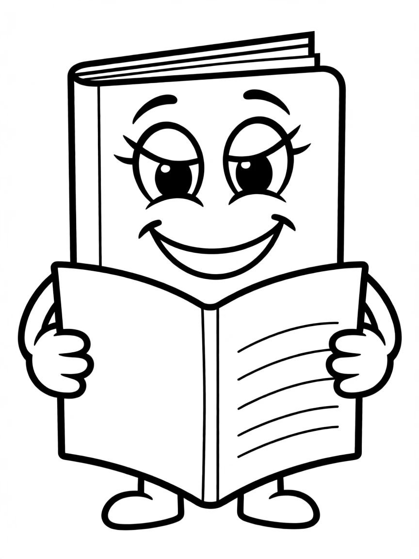 A happy book with eyes smiling.