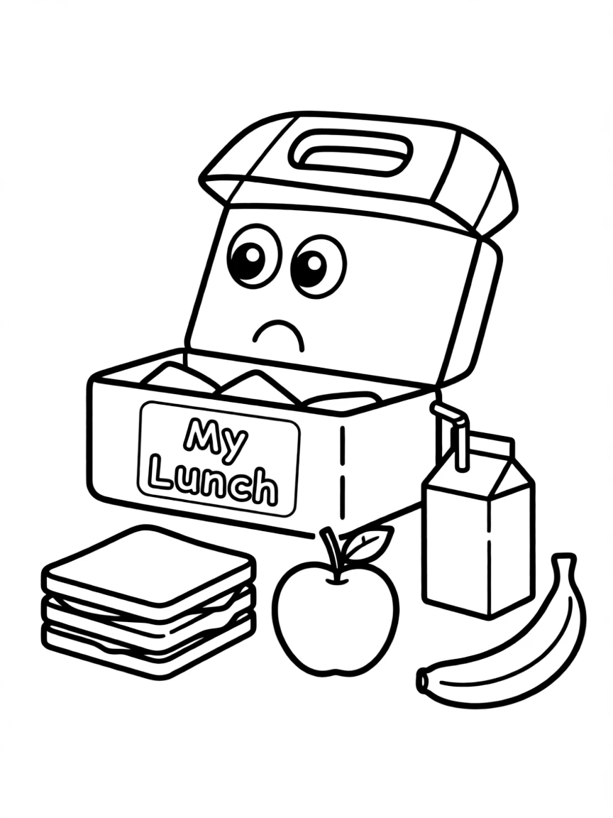 A worried lunchbox spilled.