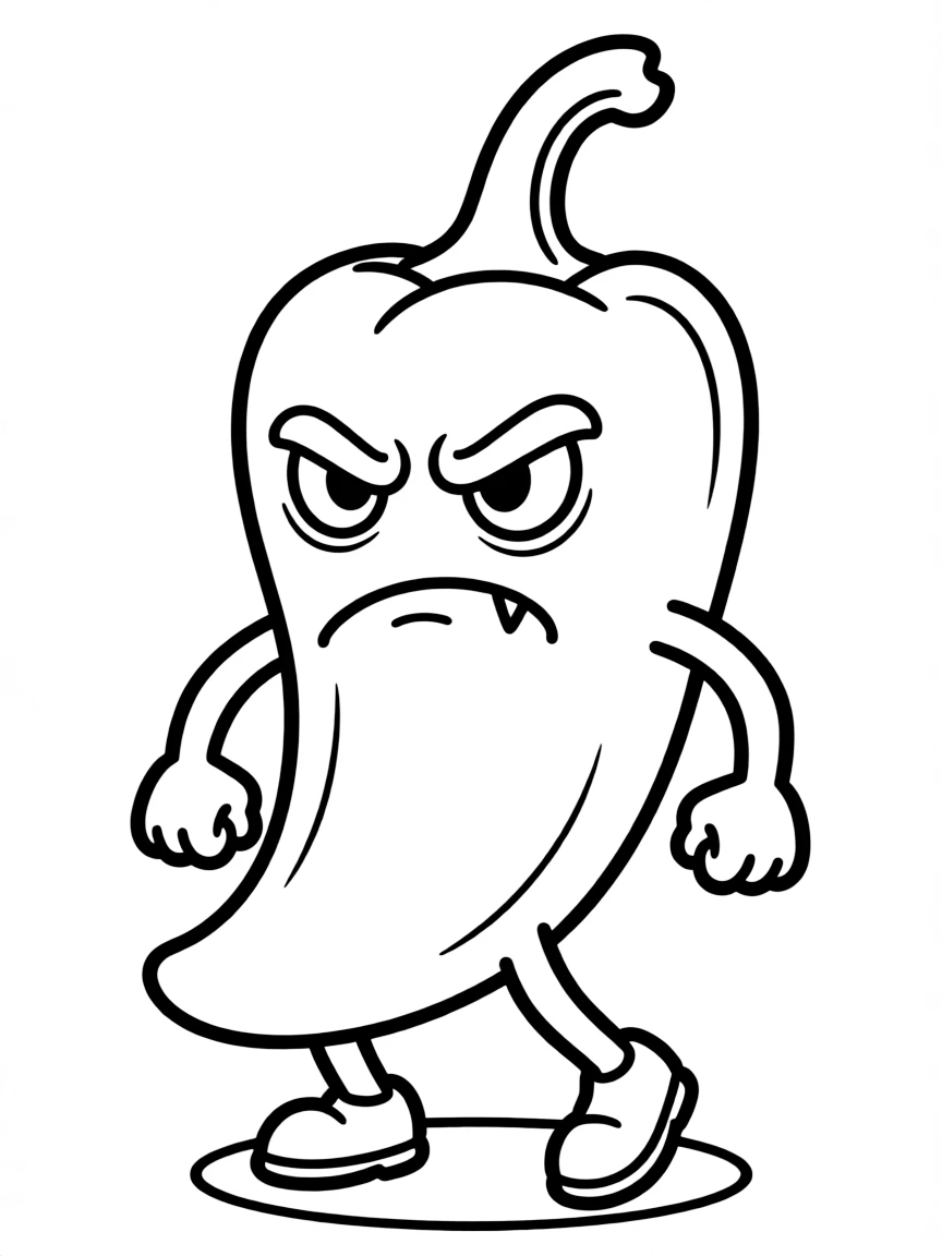 An angry chili pepper.