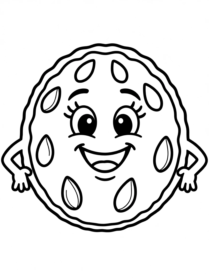 A proud watermelon with seeds smiling.