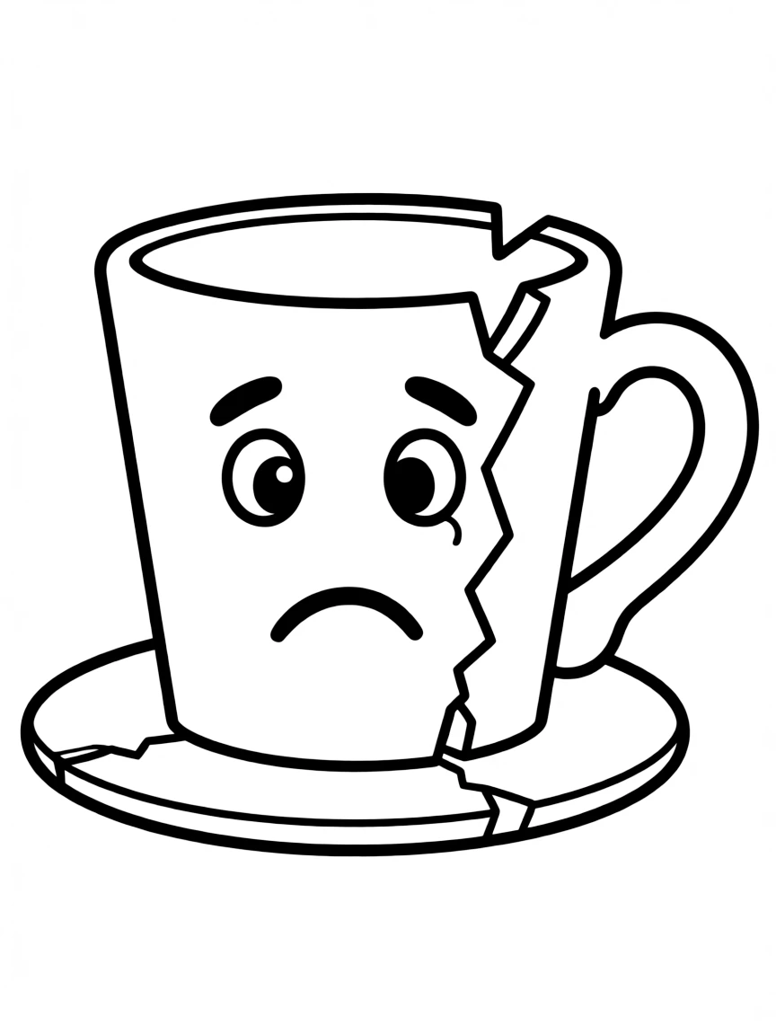 A sad broken coffee mug.