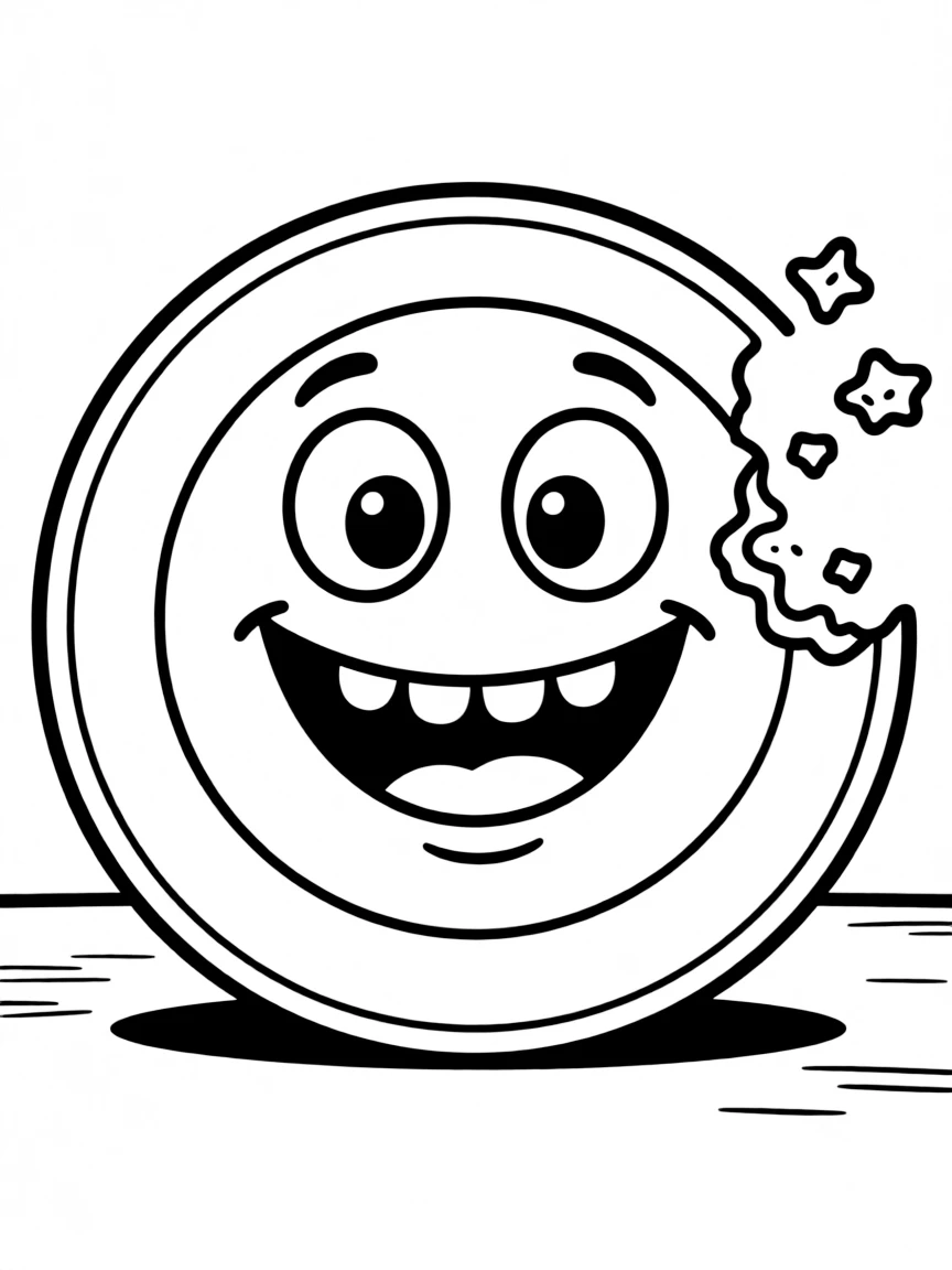 A laughing plate with a bite.