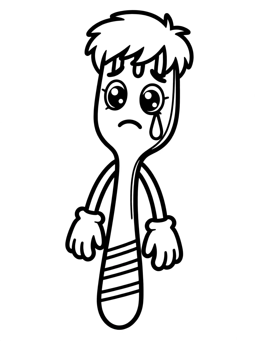 A crying fork with a tear.