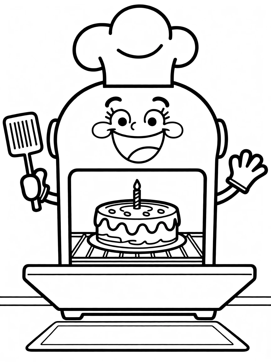 A proud oven baking a cake.