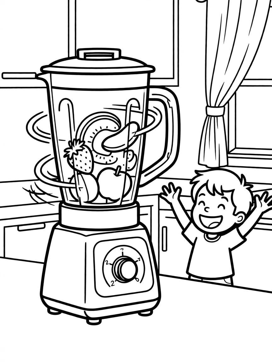 An excited blender whirring.