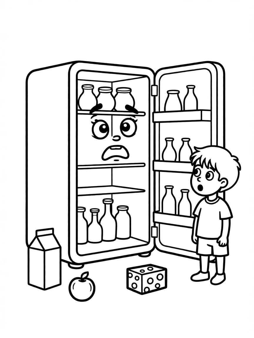 A worried refrigerator door open.