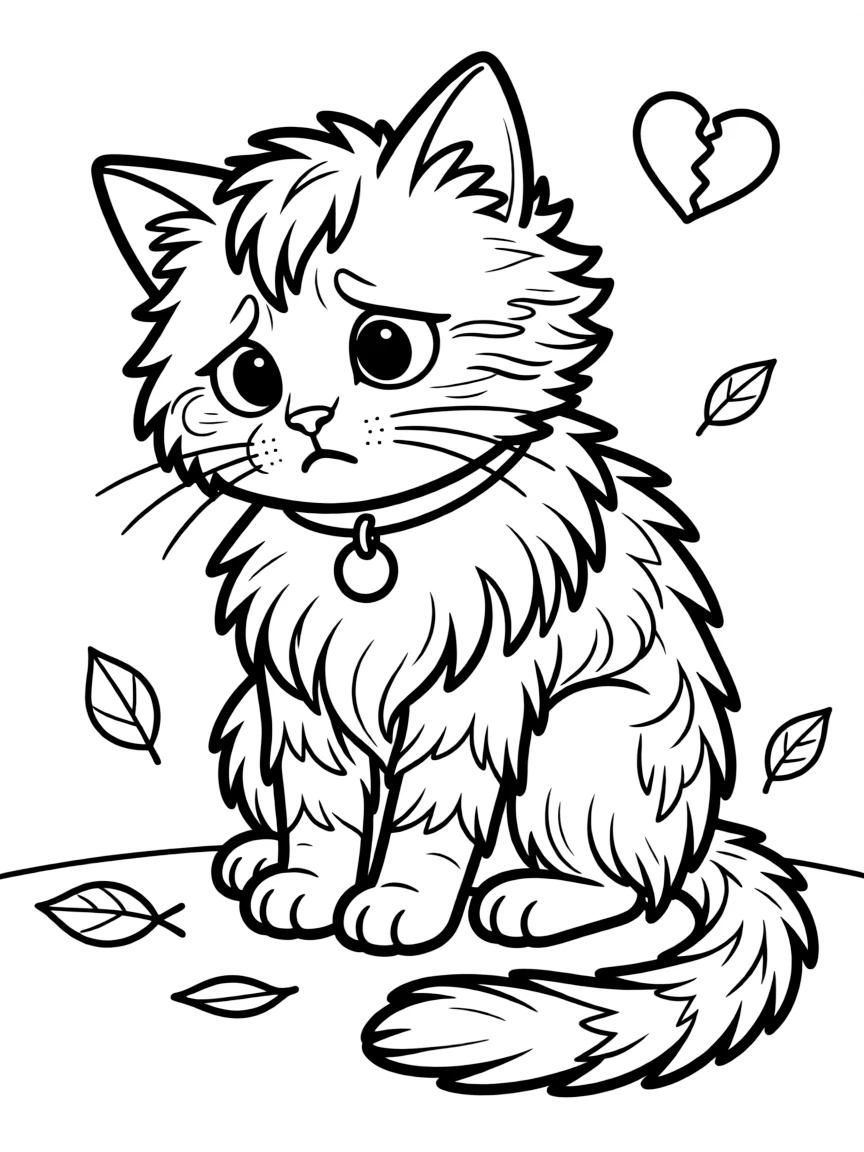 A sad cat with fur ruffled.