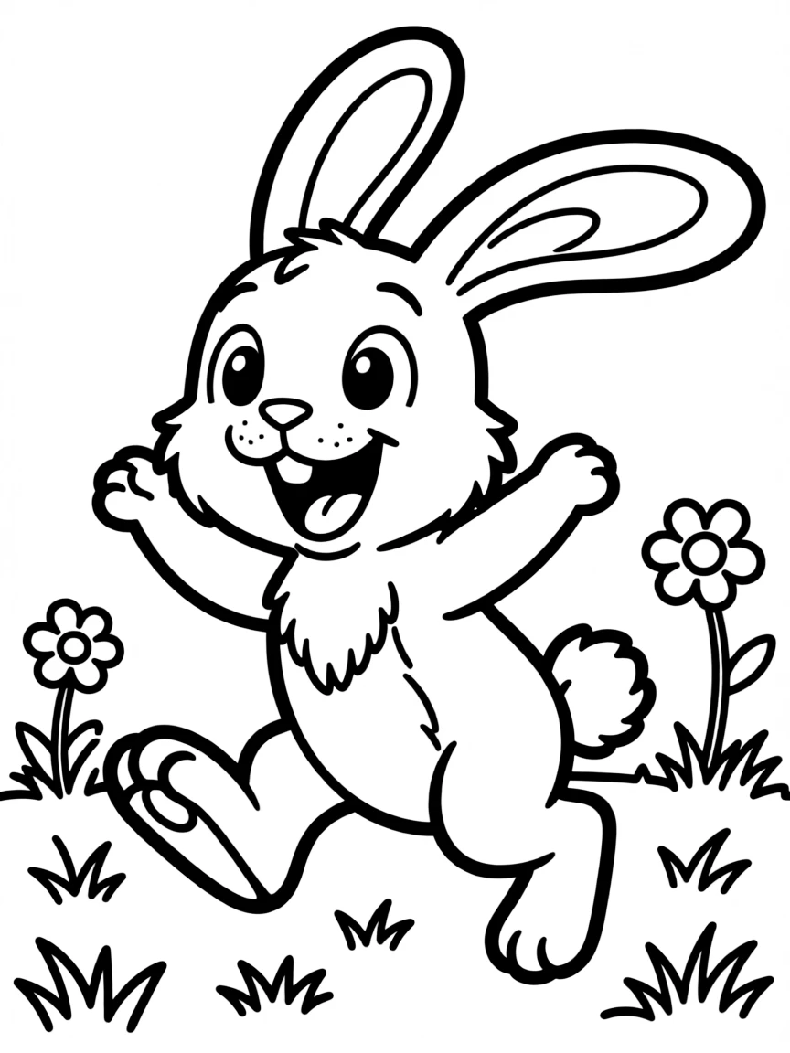 A laughing bunny hopping.