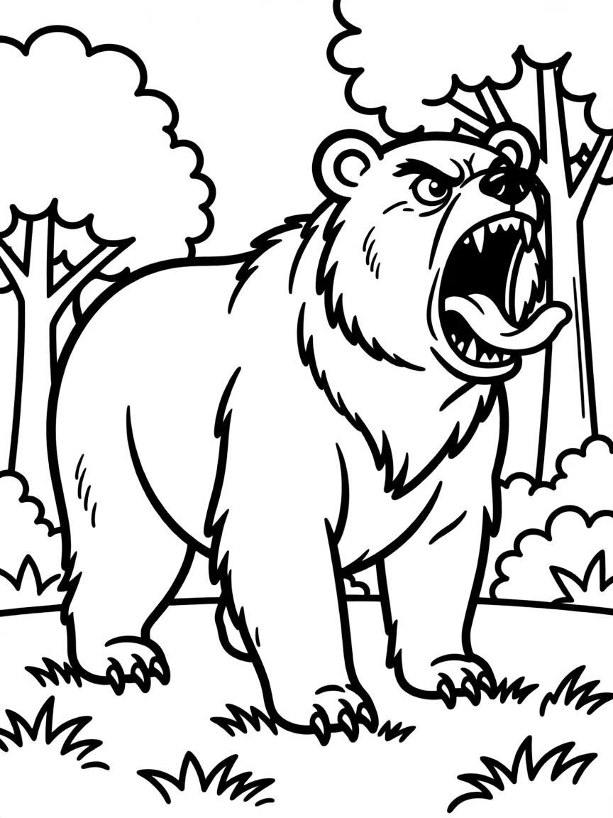 An angry bear growling.