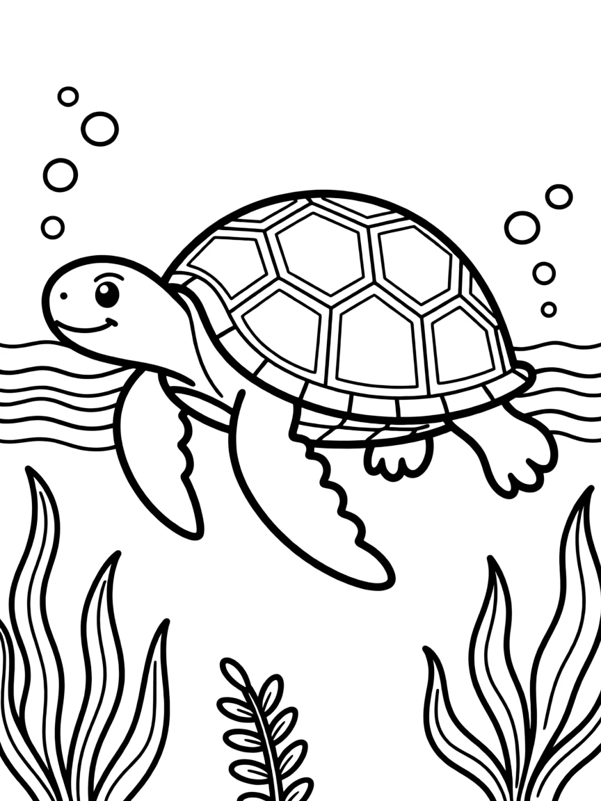 A calm turtle swimming.