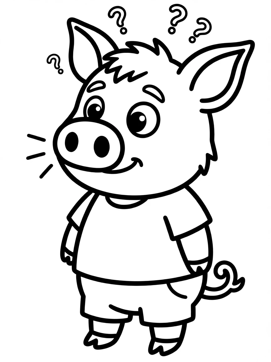 A confused pig snorting.