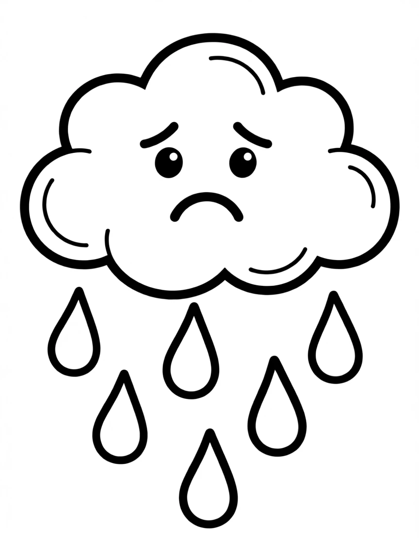 A sad cloud raining.