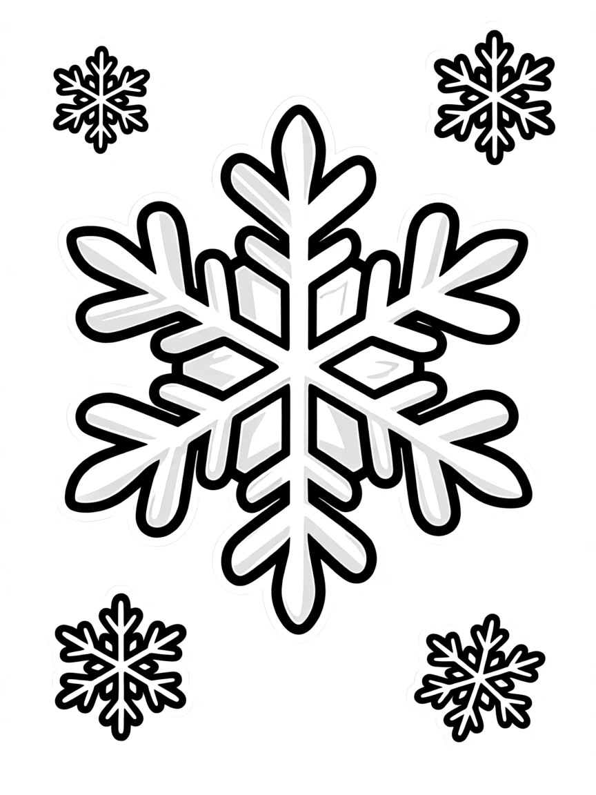 A calm snowflake falling.