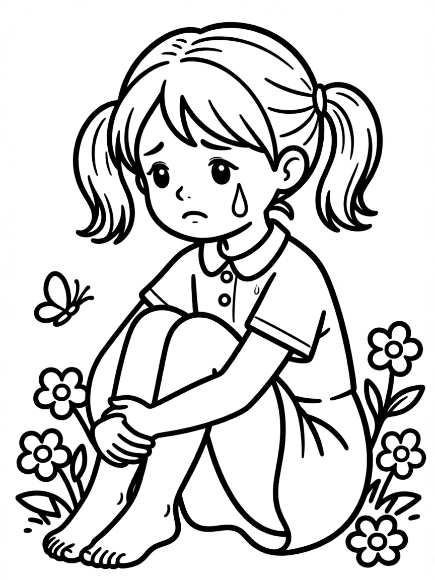 A sad girl with a tear rolling down.