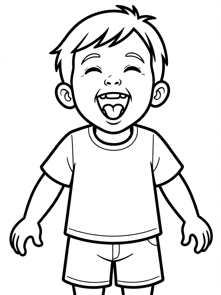 A laughing child with open mouth.