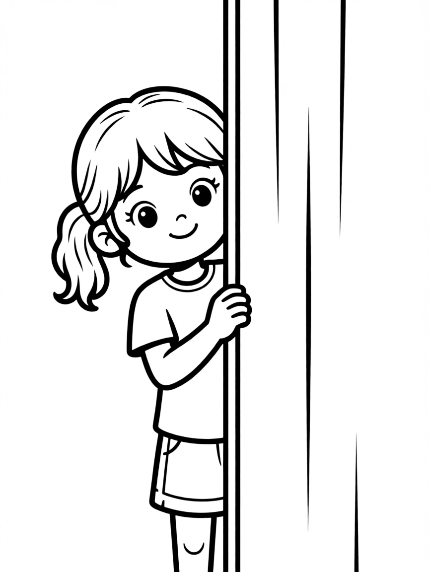 A shy child peeking.
