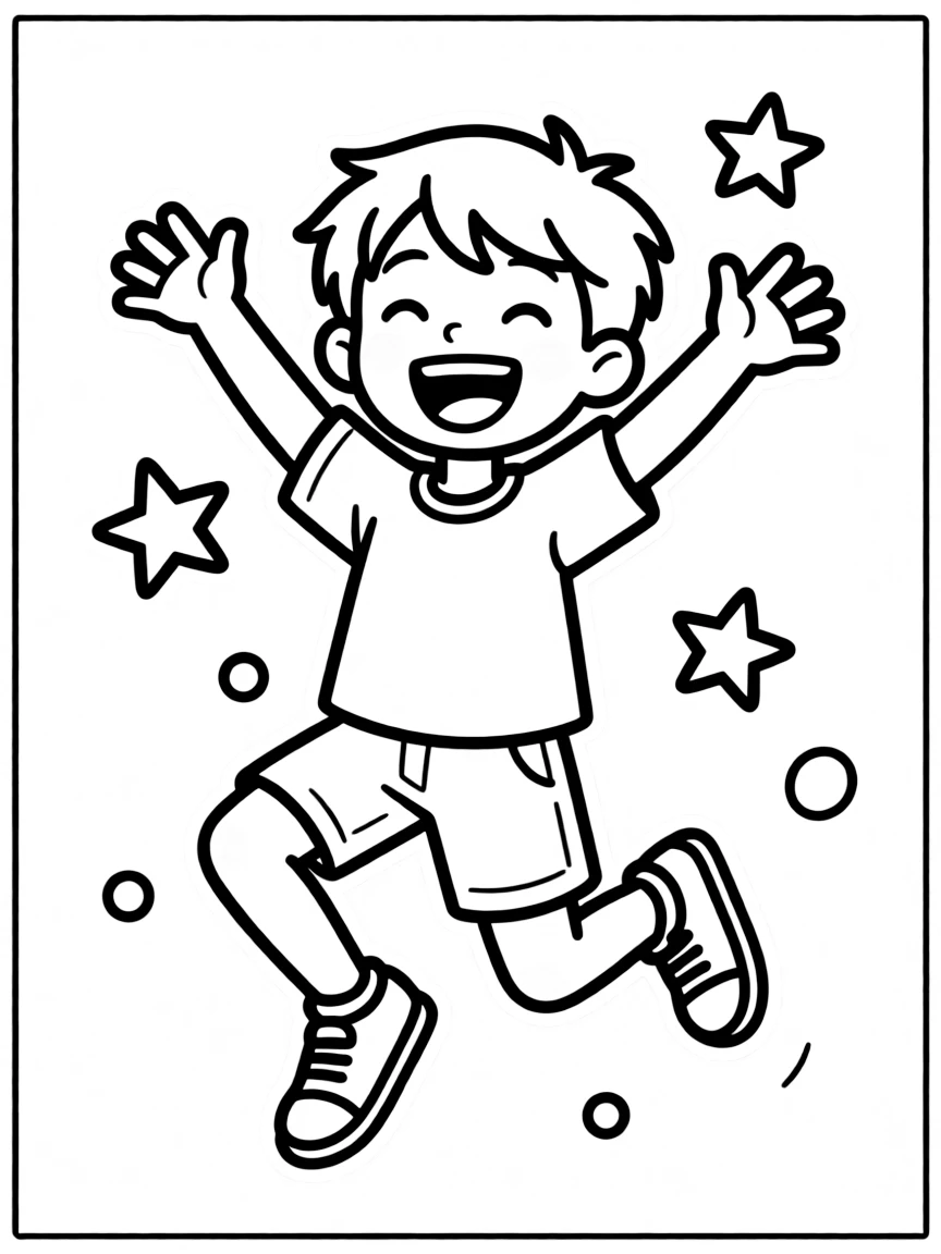 An excited child jumping.