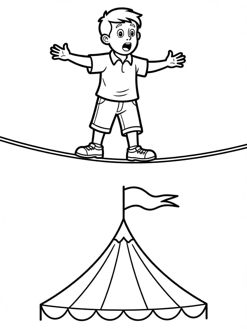A surprised tightrope walker.