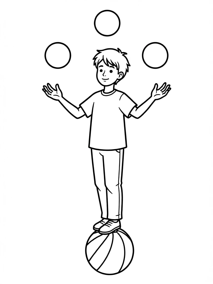 A calm juggler balancing.