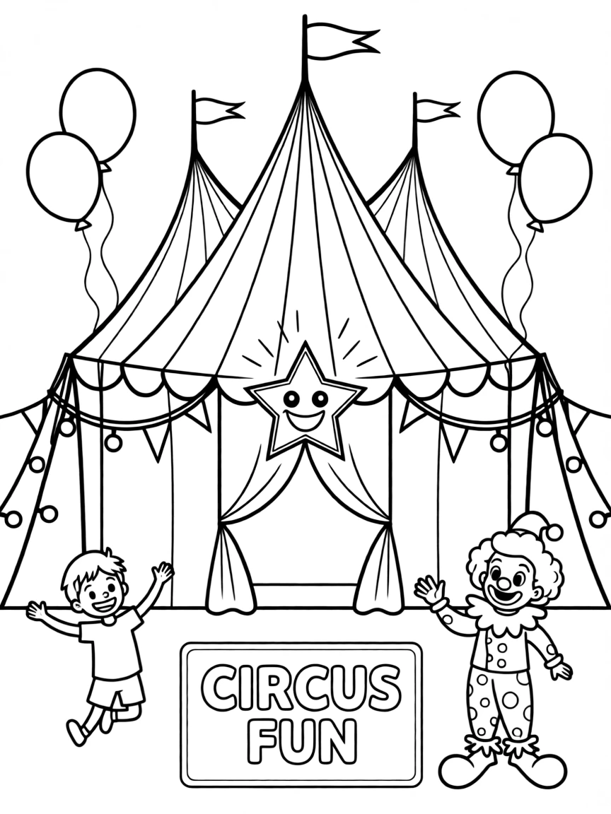 An excited circus tent glowing.