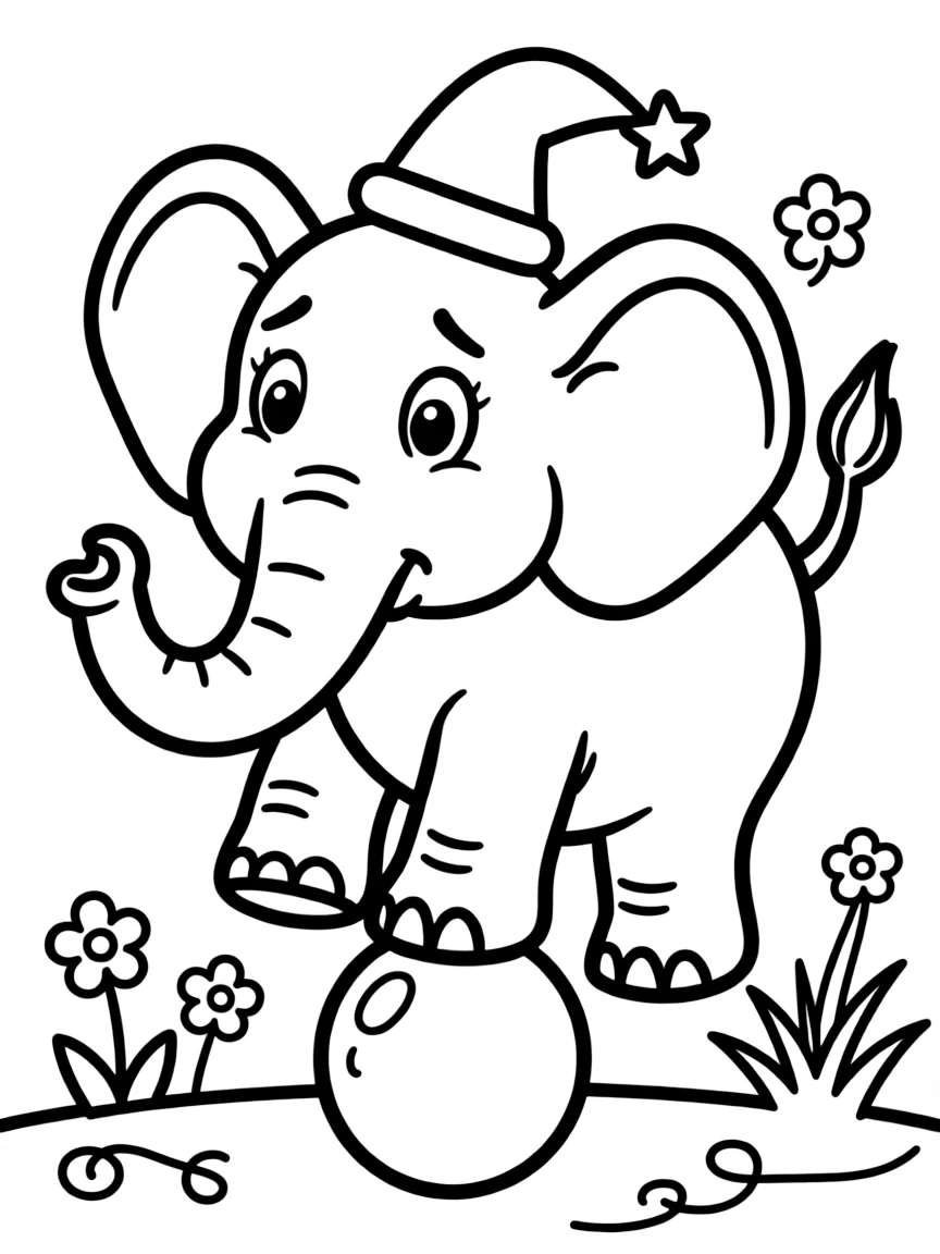 A worried elephant balancing.