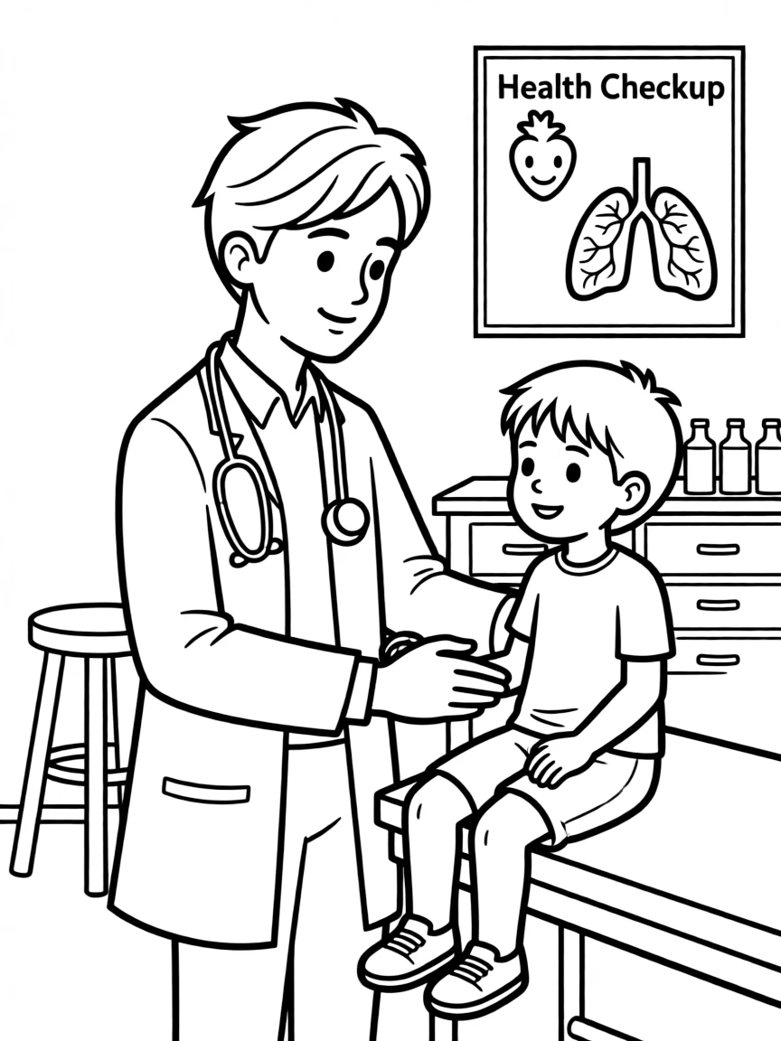 A calm doctor examining.