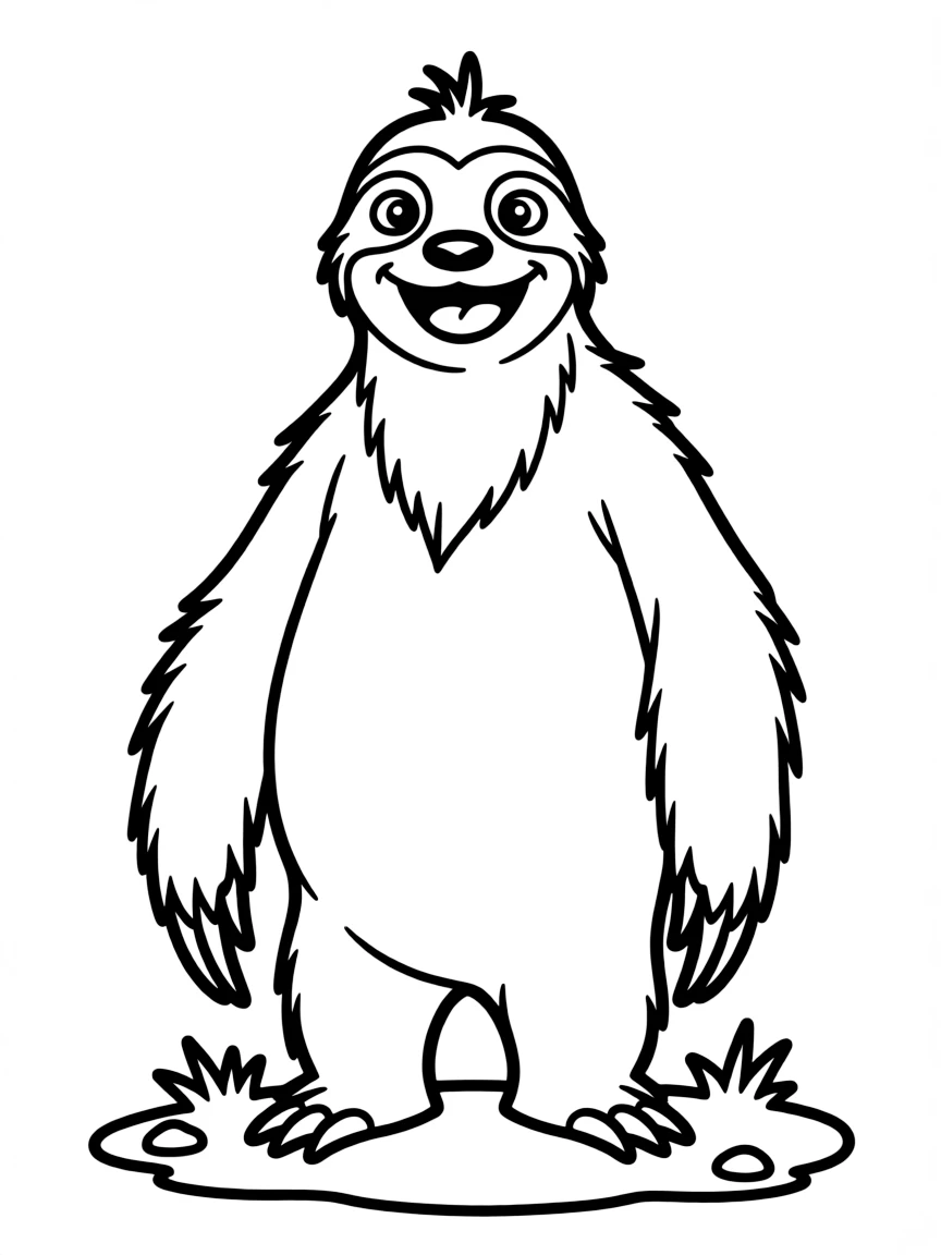 (characters in movie "Ice Age") Sid the sloth smiling.