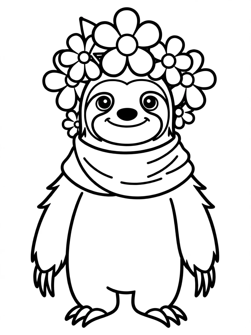 (characters in movie "Ice Age") Brooke the sloth with flowers.