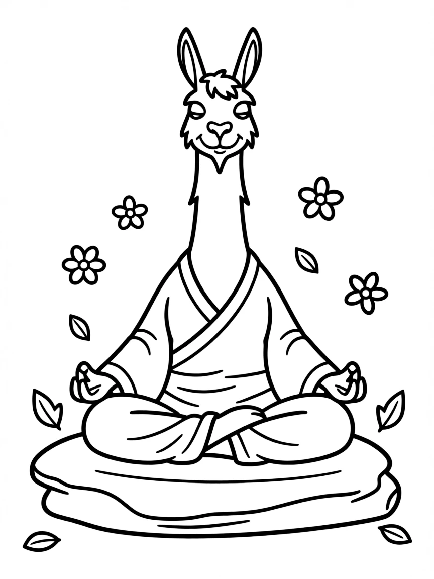 (characters in movie "Ice Age") Shangri Llama meditating.