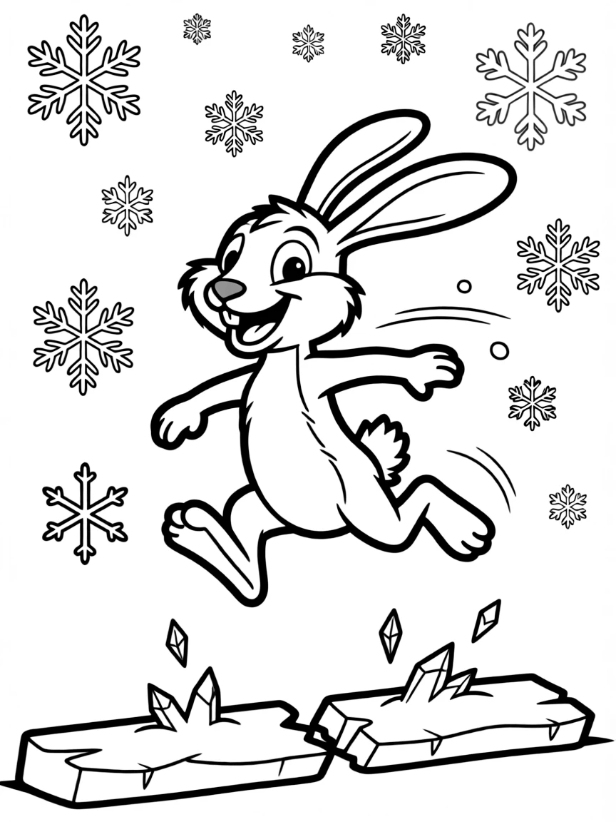 (characters in movie "Ice Age") Squint the rabbit jumping.