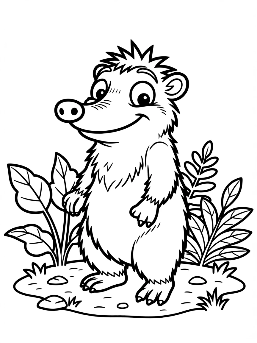 (characters in movie "Ice Age") Louis the molehog looking shy.