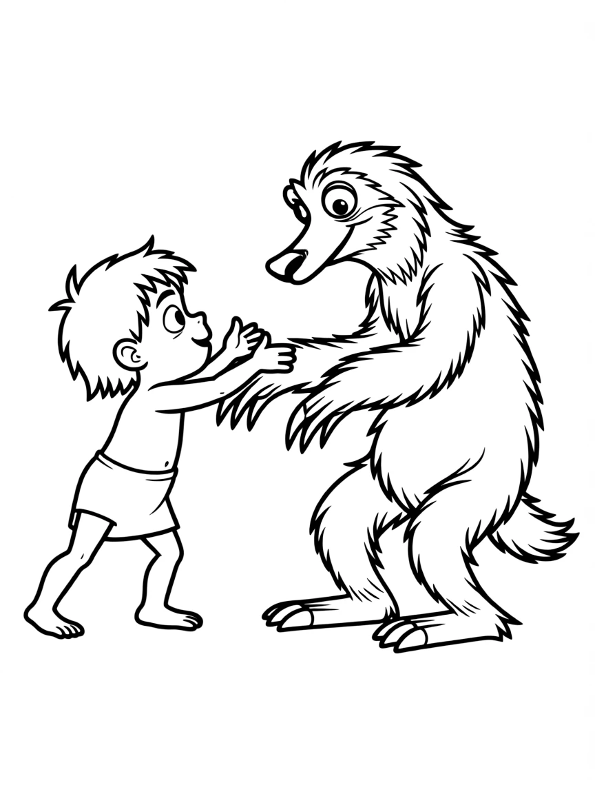 (characters in movie "Ice Age") Baby Roshan reaching for Sid.
