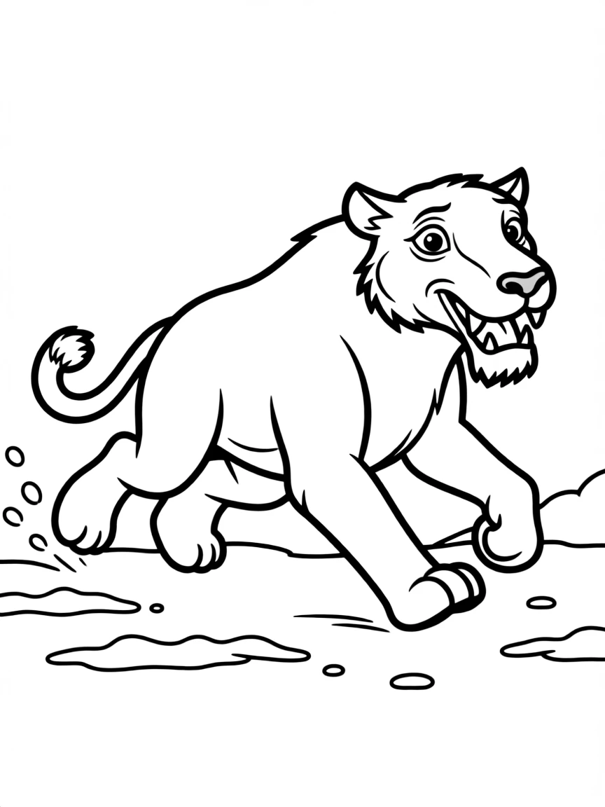 (characters in movie "Ice Age") Diego running fast.