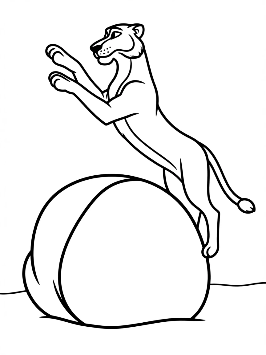 (characters in movie "Ice Age") Shira leaping over a rock.