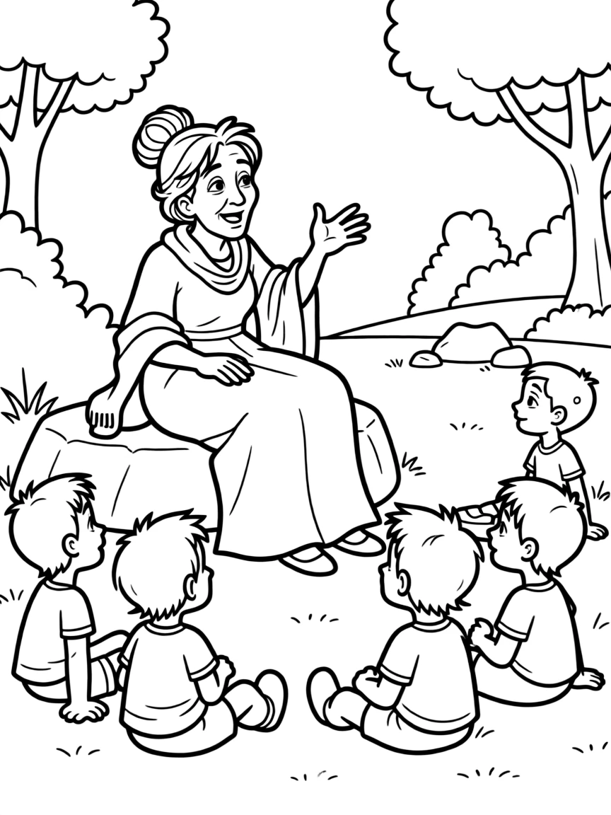 (characters in movie "Ice Age") Granny telling a story.