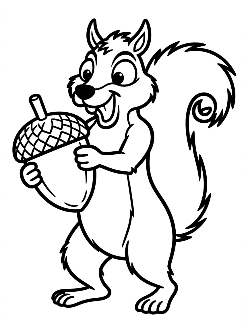 (characters in movie "Ice Age") Scrat finally holding his acorn (briefly!).