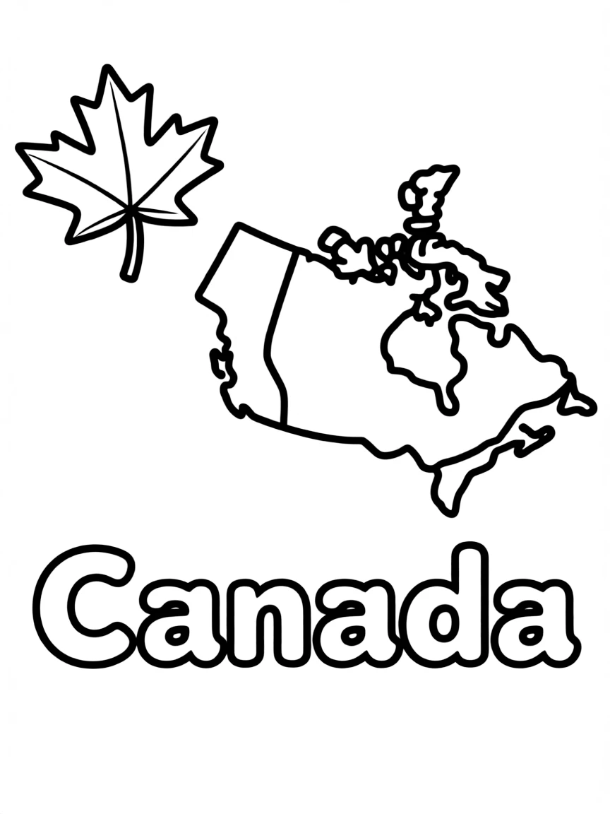 A small maple leaf, a simple outline map of Canada, and the word "Canada"