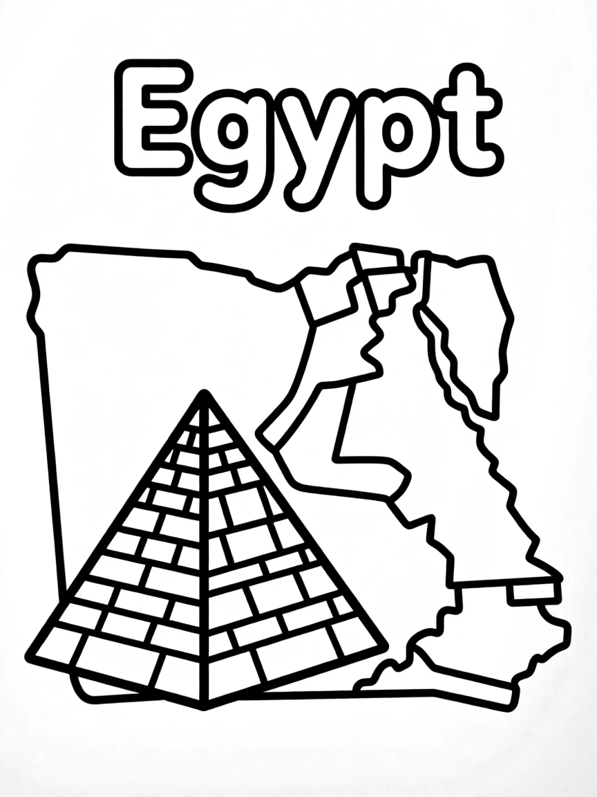 A small pyramid, a simple outline map of Egypt, and the word "Egypt"