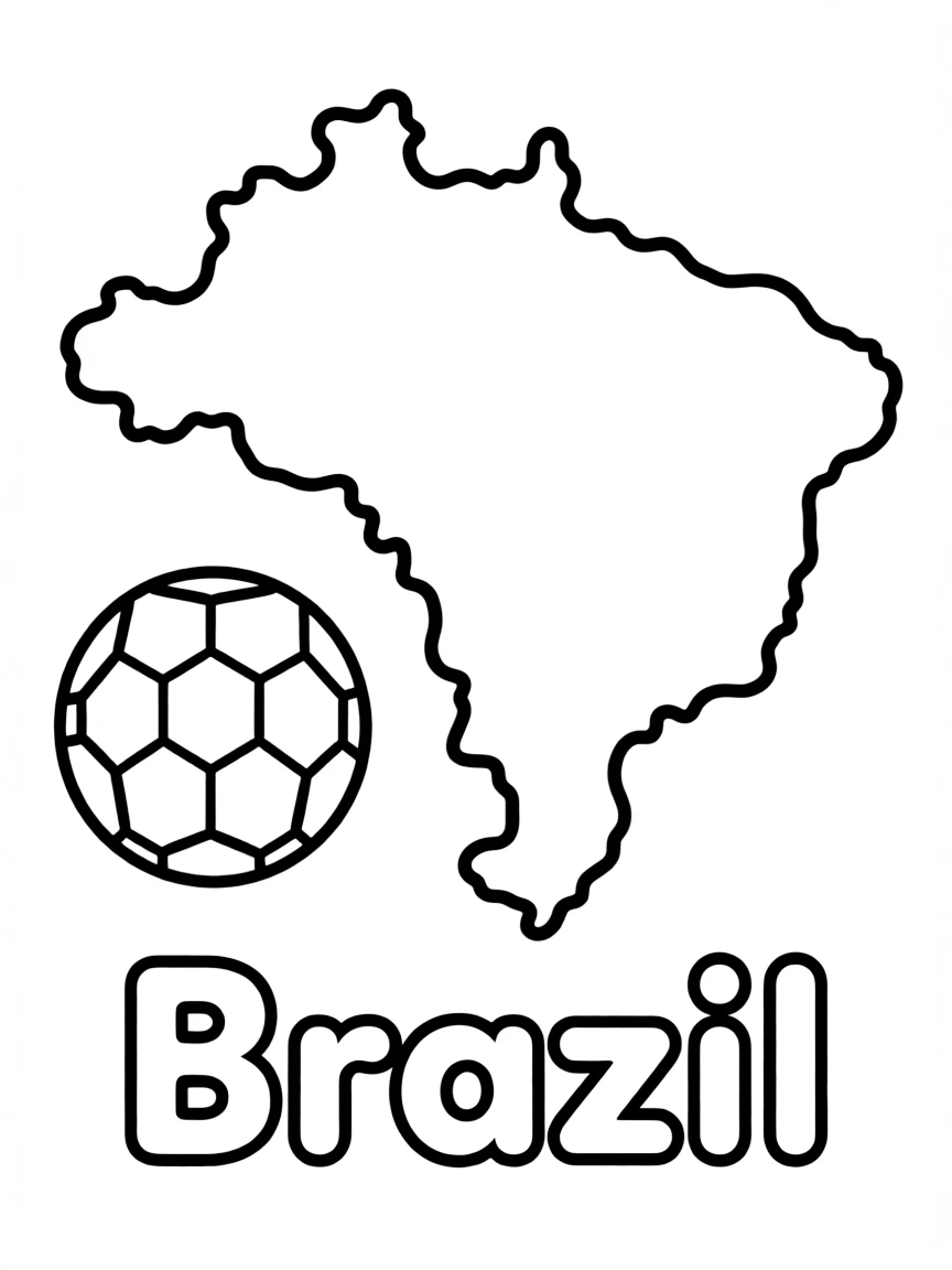 A small soccer ball, a simple outline map of Brazil, and the word "Brazil"