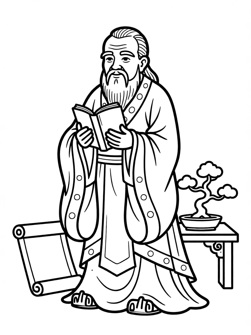 Confucius with a book