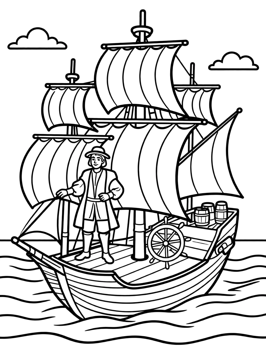 Christopher Columbus on his ship