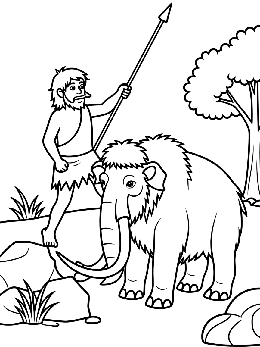 A caveman hunting